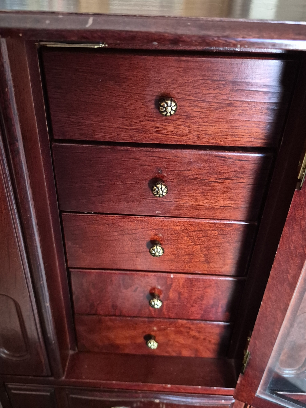Classic Wooden Jewelry Box Cabinet in Dark Cherry - Picture 5 of 14